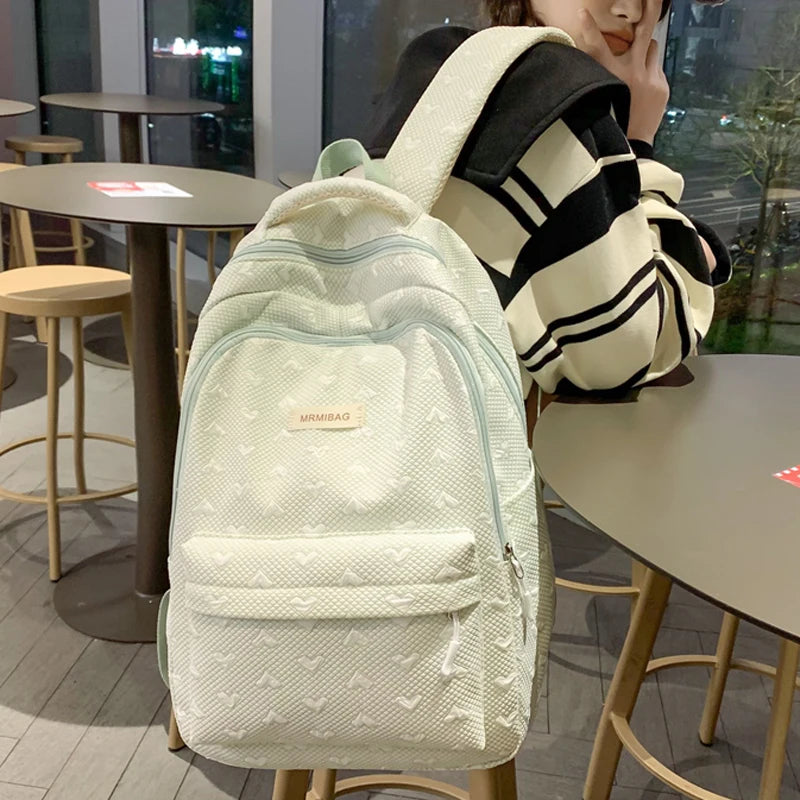 Love Design Casual Backpack Women Solid Waterproof Student School Bags For Teenage Girls Cute Ladies College Backpack Rucksack