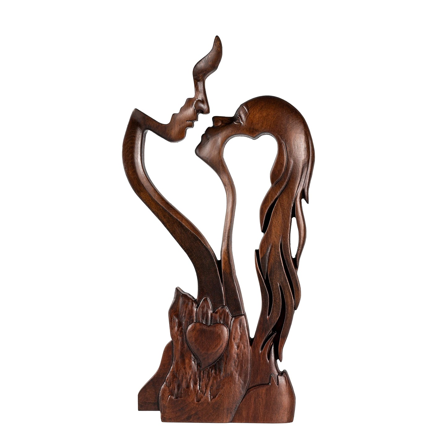Love Forever Wooden Ornament Tabletop Home Decor Sculpture Couple Kissing Love Art Ornament Figurine Wedding Gift