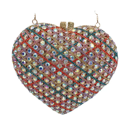 Love-heart shape Diamonds Clutches Rhinestone Bag Flower Clutch Party Evening Purse Handbags Wedding Female wallet