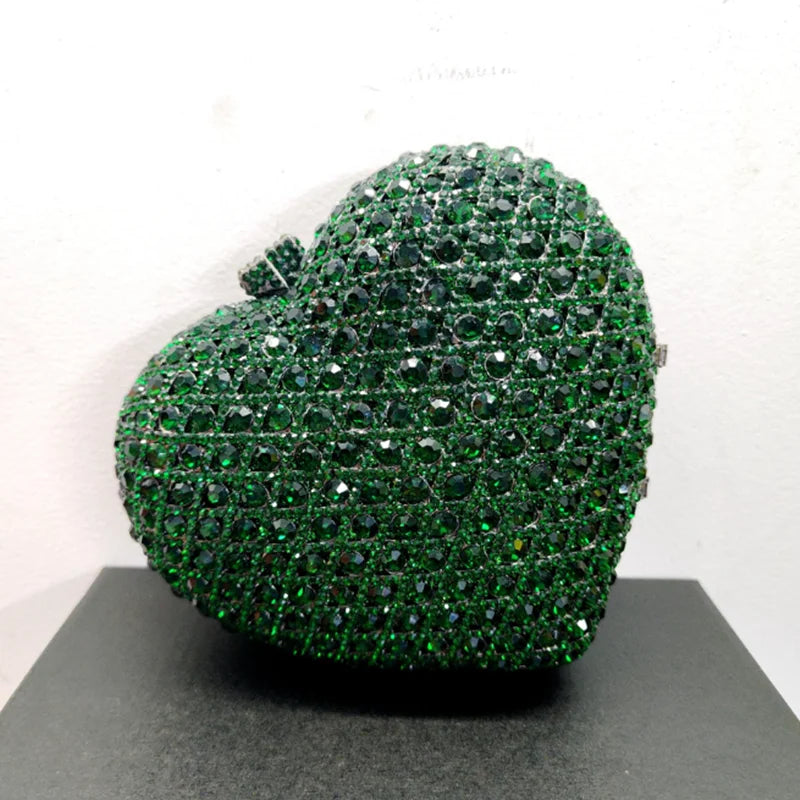 Love-heart shape Diamonds Clutches Rhinestone Bag Flower Clutch Party Evening Purse Handbags Wedding Female wallet
