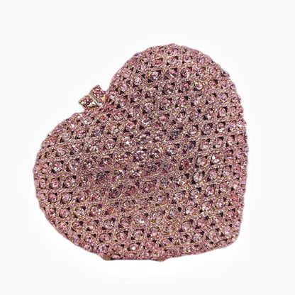 Love-heart shape Diamonds Clutches Rhinestone Bag Flower Clutch Party Evening Purse Handbags Wedding Female wallet