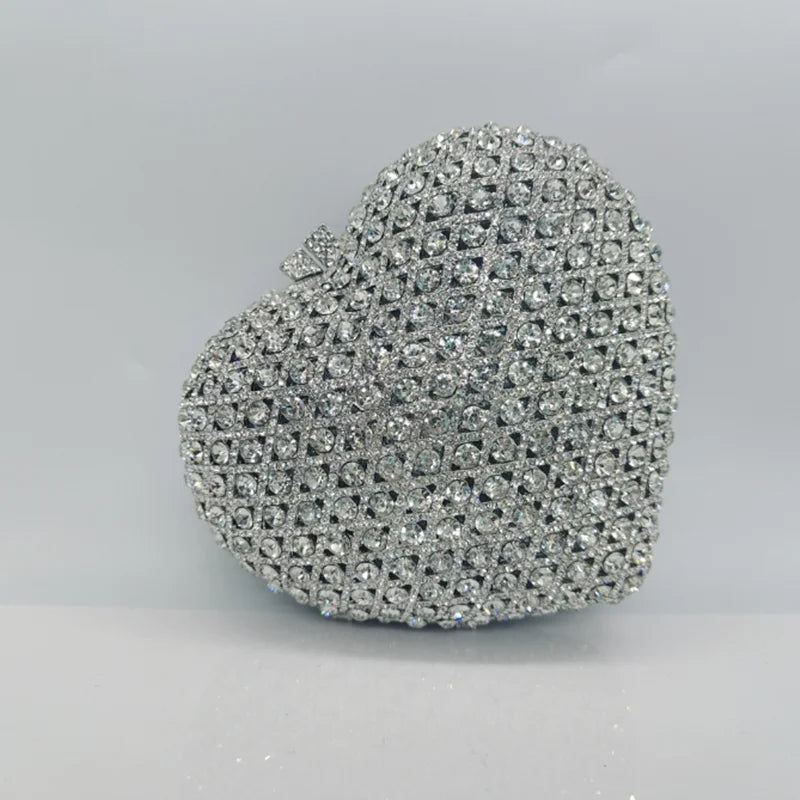 Love-heart shape Diamonds Clutches Rhinestone Bag Flower Clutch Party Evening Purse Handbags Wedding Female wallet