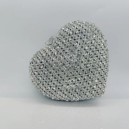 Love-heart shape Diamonds Clutches Rhinestone Bag Flower Clutch Party Evening Purse Handbags Wedding Female wallet