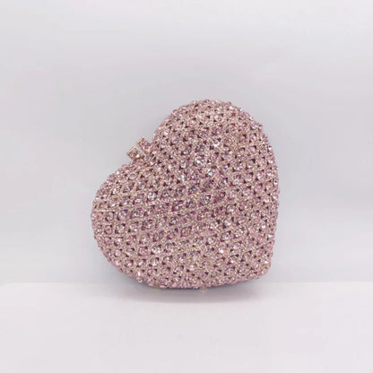 Love-heart shape Diamonds Clutches Rhinestone Bag Flower Clutch Party Evening Purse Handbags Wedding Female wallet