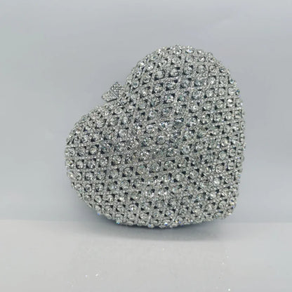 Love-heart shape Diamonds Clutches Rhinestone Bag Flower Clutch Party Evening Purse Handbags Wedding Female wallet