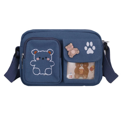 Lovely Bag with Bear Embroidery Stylish Crossbody Bag for Teenage Girl