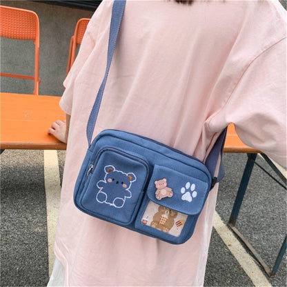 Lovely Bag with Bear Embroidery Stylish Crossbody Bag for Teenage Girl