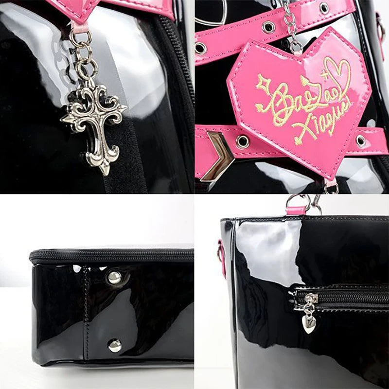 Lovely Gilrs Lolita Gothic HandBags Totes Female Cute Transparent Layer Chains High Capacity Shoulder Bags Itabags