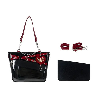 Lovely Gilrs Lolita Gothic HandBags Totes Female Cute Transparent Layer Chains High Capacity Shoulder Bags Itabags