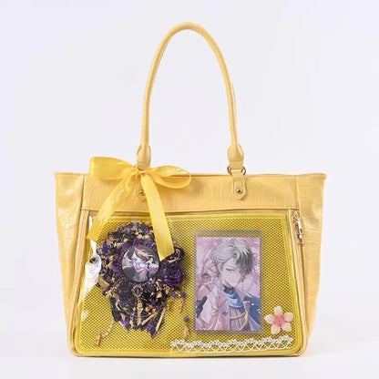 Lovely Gilrs Lolita Japanese HandBags Tote Female Crocodile Grain Transparent Layer High Capacity Ribbon Shoulder Bags Itabags