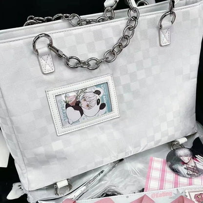 Lovely Gilrs Lolita Japanese HandBags Totes Female Cute Transparent Layer Checkerboard High Capacity Chain Shoulder Bags Itabags