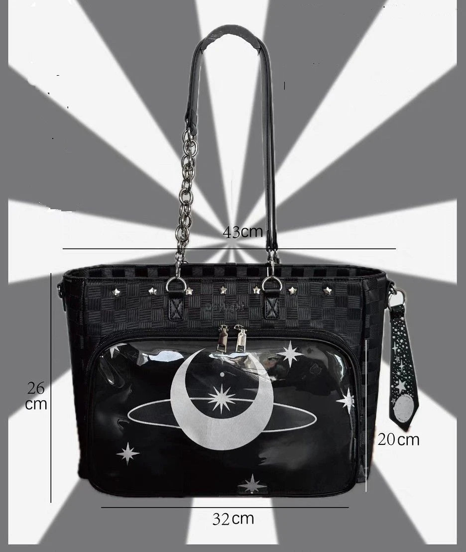 Lovely Gilrs Lolita Japanese HandBags Totes Female Cute Transparent Layer Checkerboard High Capacity Chain Shoulder Bags Itabags