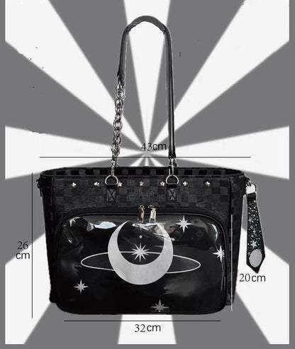 Lovely Gilrs Lolita Japanese HandBags Totes Female Cute Transparent Layer Checkerboard High Capacity Chain Shoulder Bags Itabags