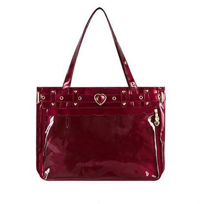 Lovely Gilrs Lolita Japanese JK HandBags Totes Female Cute Transparent Layer Heart Rivets Shoulder Bags Itabags