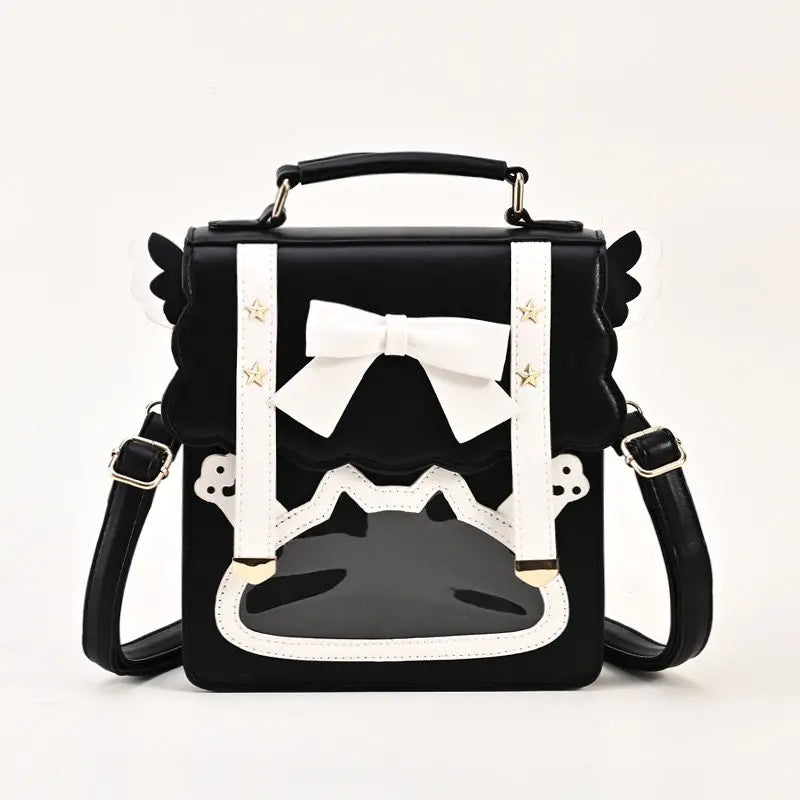 Lovely Japan Style Girl Lolita Backpacks Kawaii Angel Wings Bowknot Cat Window ShoulderBags Anime Students HandBags