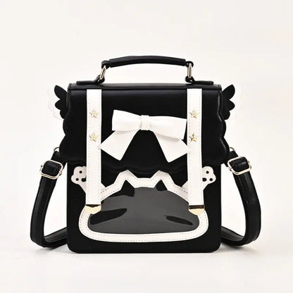 Lovely Japan Style Girl Lolita Backpacks Kawaii Angel Wings Bowknot Cat Window ShoulderBags Anime Students HandBags