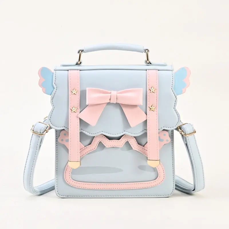 Lovely Japan Style Girl Lolita Backpacks Kawaii Angel Wings Bowknot Cat Window ShoulderBags Anime Students HandBags