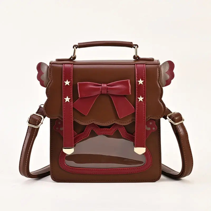 Lovely Japan Style Girl Lolita Backpacks Kawaii Angel Wings Bowknot Cat Window ShoulderBags Anime Students HandBags