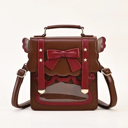 Lovely Japan Style Girl Lolita Backpacks Kawaii Angel Wings Bowknot Cat Window ShoulderBags Anime Students HandBags