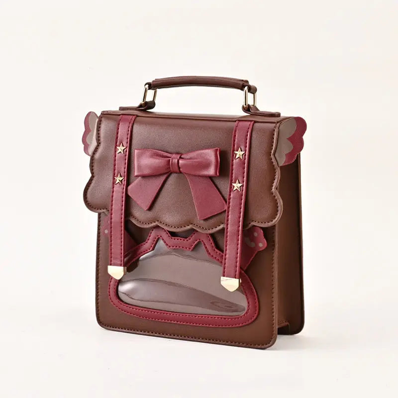 Lovely Japan Style Girl Lolita Backpacks Kawaii Angel Wings Bowknot Cat Window ShoulderBags Anime Students HandBags