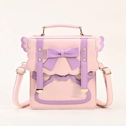 Lovely Japan Style Girl Lolita Backpacks Kawaii Angel Wings Bowknot Cat Window ShoulderBags Anime Students HandBags