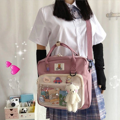 Lovely Japan Style Girl Lolita Cute JK Backpacks Students Transparent Window HandBags School Shoulder Bags