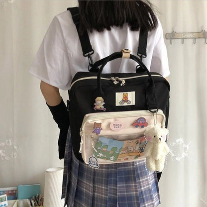 Lovely Japan Style Girl Lolita Cute JK Backpacks Students Transparent Window HandBags School Shoulder Bags