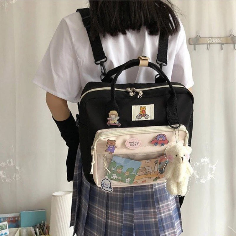 Lovely Japan Style Girl Lolita Cute JK Backpacks Students Transparent Window HandBags School Shoulder Bags