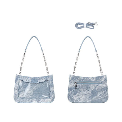 Lovely Japan Style Hottie Gyaru Girls Denim Shoulder Bags HandBags Sweet Lolita Transparent Layer Itabags