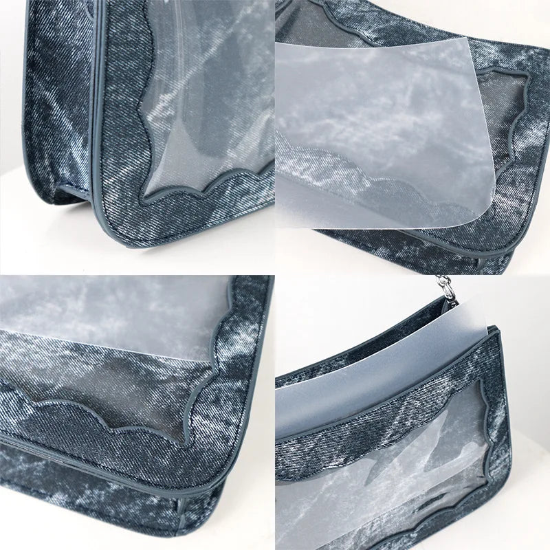 Lovely Japan Style Hottie Gyaru Girls Denim Shoulder Bags HandBags Sweet Lolita Transparent Layer Itabags