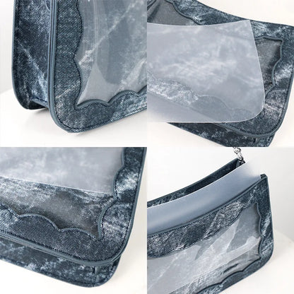 Lovely Japan Style Hottie Gyaru Girls Denim Shoulder Bags HandBags Sweet Lolita Transparent Layer Itabags