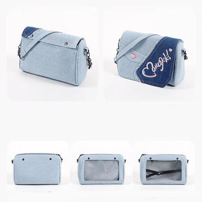 Lovely Japan Style Hottie Gyaru Girls Lolita Denim Shoulder Bags HandBags Sweet Kawaii Transparent Layer Itabags