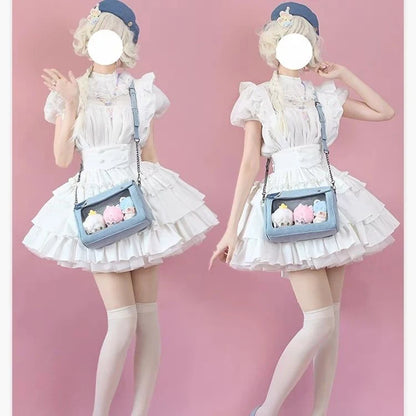 Lovely Japan Style Hottie Gyaru Girls Lolita Denim Shoulder Bags HandBags Sweet Kawaii Transparent Layer Itabags