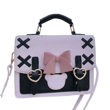 Lovely Japan Style Lolita Girl JK Backpacks Cute Students Bowknot Heart Bear Buckle Shoulder Bags Briefcase HandBags