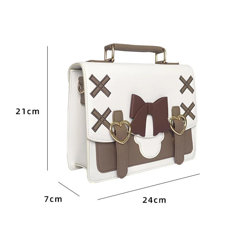 Lovely Japan Style Lolita Girl JK Backpacks Cute Students Bowknot Heart Bear Buckle Shoulder Bags Briefcase HandBags