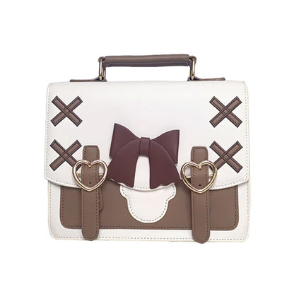 Lovely Japan Style Lolita Girl JK Backpacks Cute Students Bowknot Heart Bear Buckle Shoulder Bags Briefcase HandBags