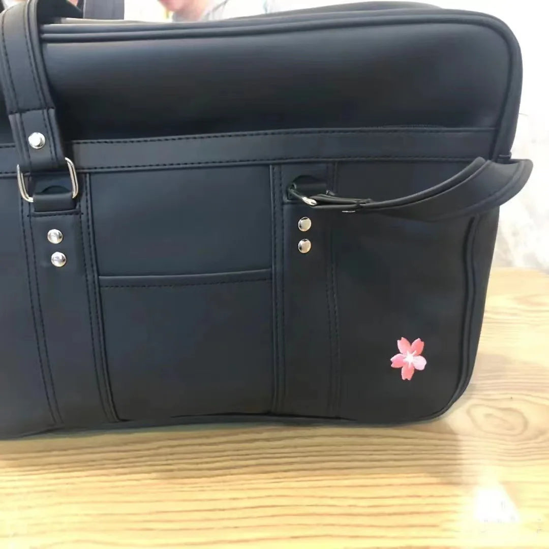 Lovely Japan Style Lolita Girl JK Shoulder Bags Students Kawaii Embroidery Sakura PU Bookbags HandBags Itabags