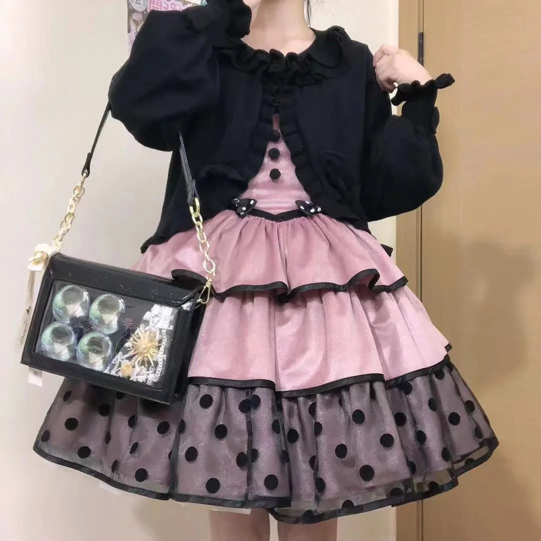 Lovely Japan Style Lolita Girl Sweet HandBags Kawaii Bowknot Transparent Envelope Shoulder Bags