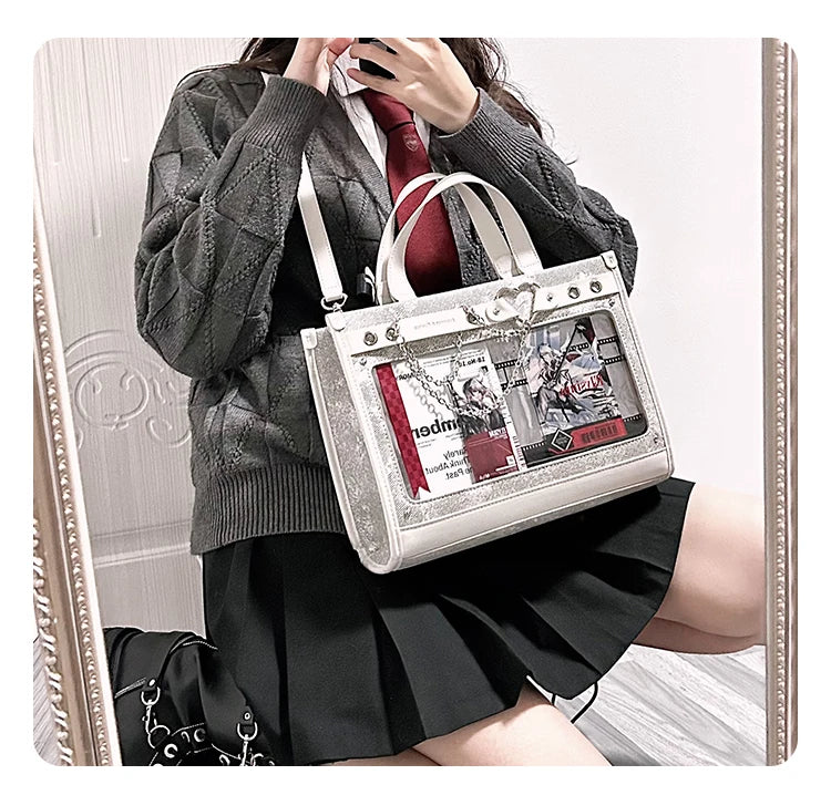 Lovely Japan Style Lolita Girls HandBags Sweet Students School Transparent Layer Chains Shoulder Bags Itabags