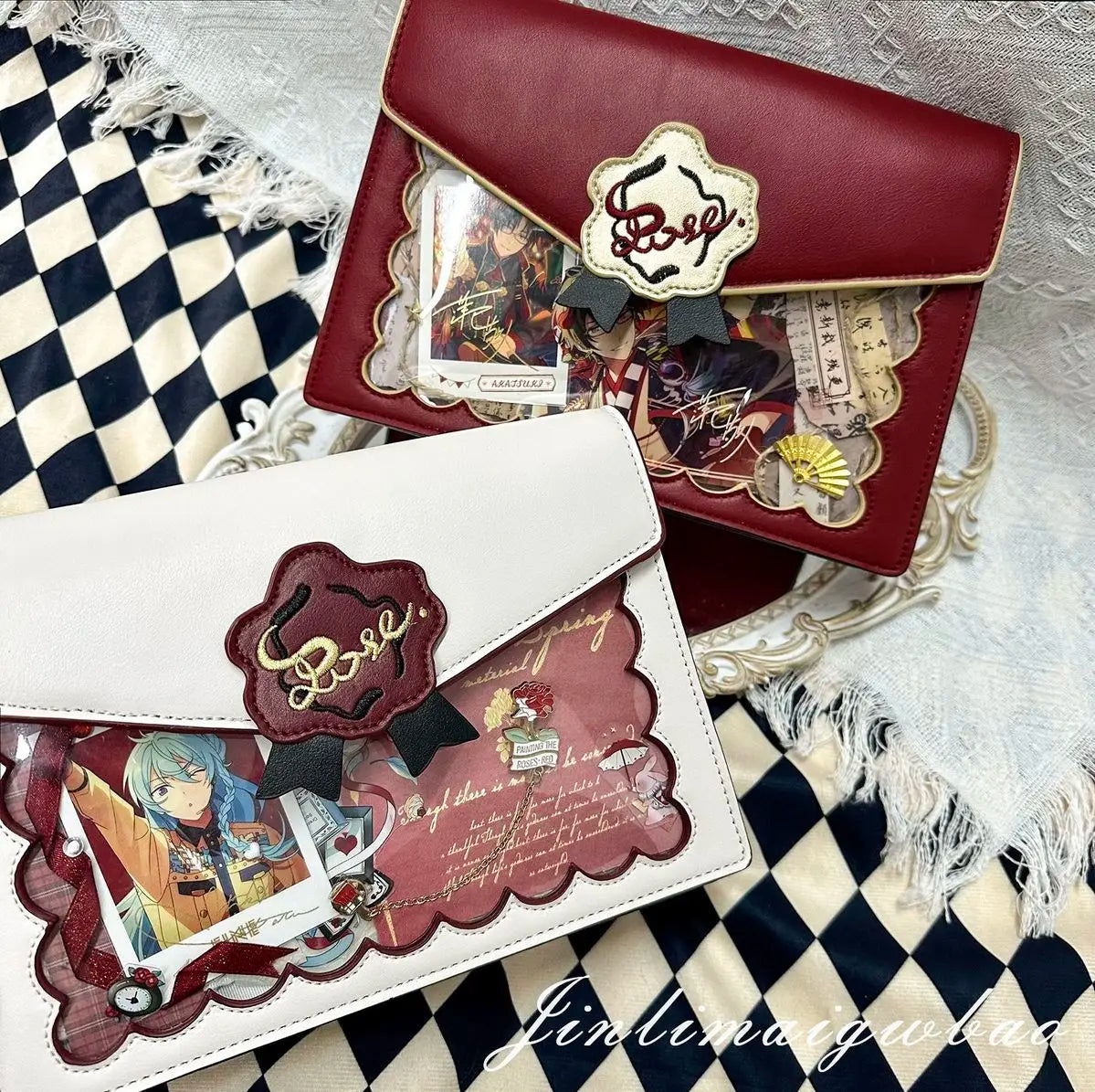 Lovely Japan Style Lolita Girls Rose Shoulder Bags HandBags Sweet Studdents Transparent Two Dimensional Itabags