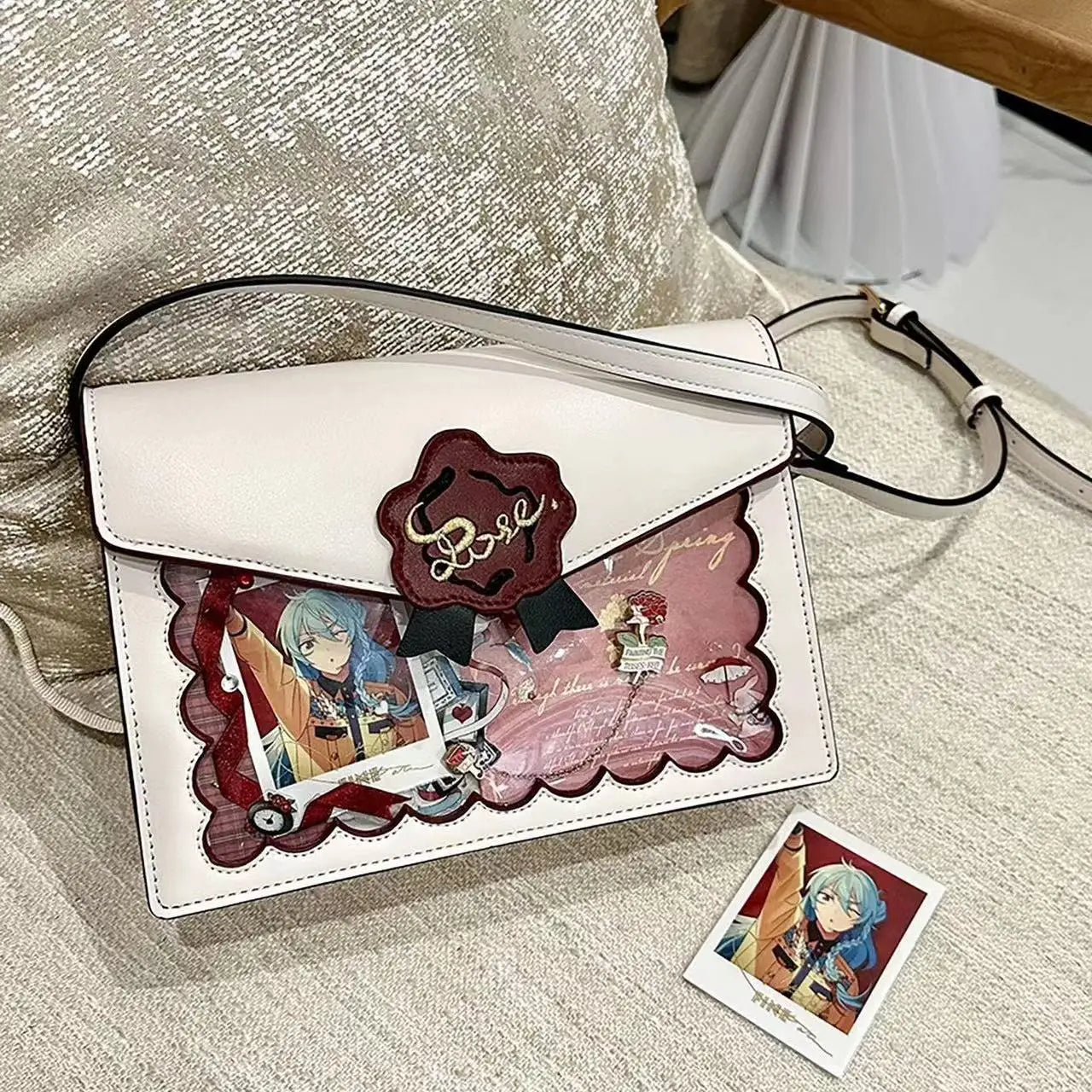 Lovely Japan Style Lolita Girls Rose Shoulder Bags HandBags Sweet Studdents Transparent Two Dimensional Itabags