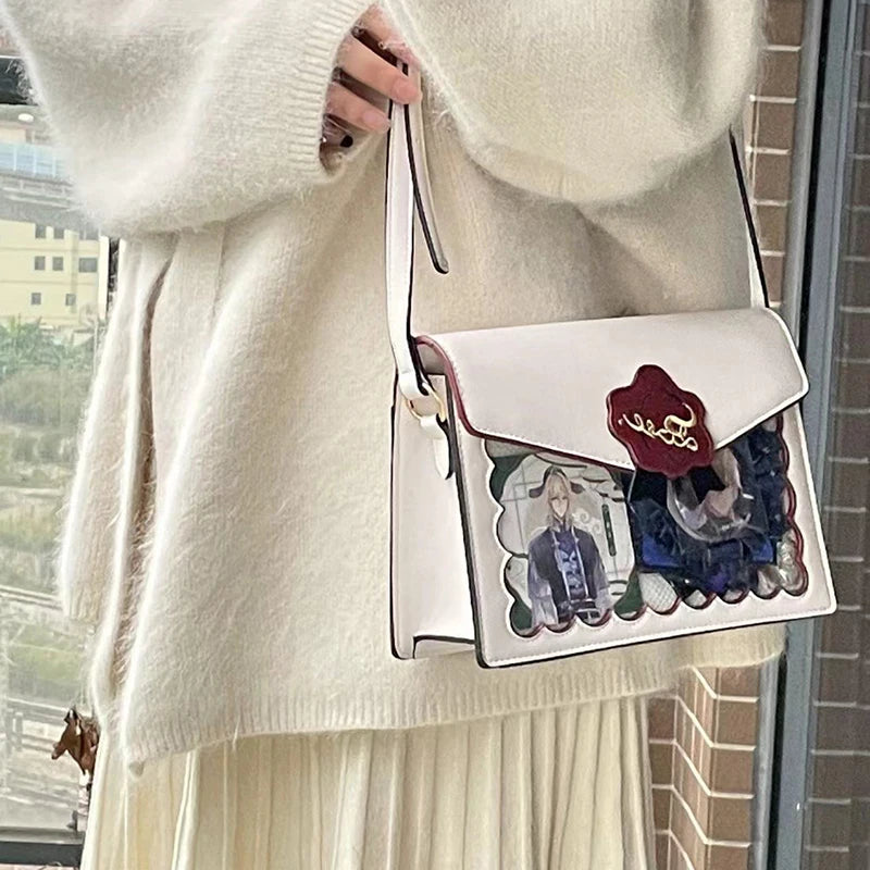 Lovely Japan Style Lolita Girls Rose Shoulder Bags HandBags Sweet Studdents Transparent Two Dimensional Itabags