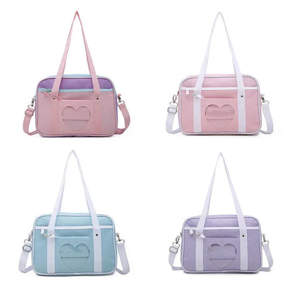 Lovely Japan Style Lolita Student Shoulderbags Heart Window Girl Pink JK Bag Briefcase Bookbag MessengerBags Handbags