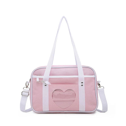 Lovely Japan Style Lolita Student Shoulderbags Heart Window Girl Pink JK Bag Briefcase Bookbag MessengerBags Handbags