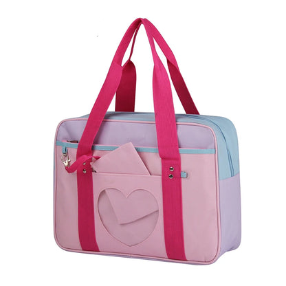 Lovely Japan Style Lolita Student Shoulderbags Heart Window Girl Pink JK Bag Briefcase Bookbag MessengerBags Handbags