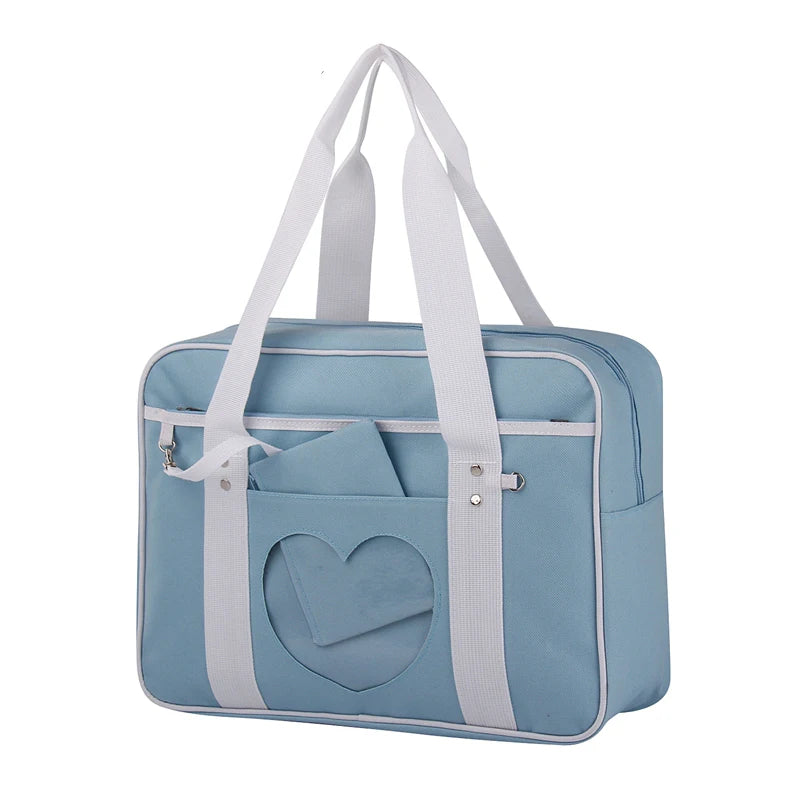 Lovely Japan Style Lolita Student Shoulderbags Heart Window Girl Pink JK Bag Briefcase Bookbag MessengerBags Handbags