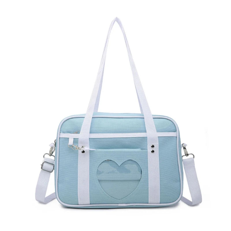 Lovely Japan Style Lolita Student Shoulderbags Heart Window Girl Pink JK Bag Briefcase Bookbag MessengerBags Handbags