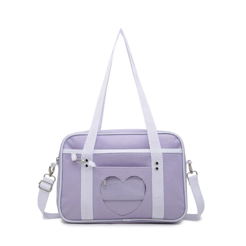 Lovely Japan Style Lolita Student Shoulderbags Heart Window Girl Pink JK Bag Briefcase Bookbag MessengerBags Handbags