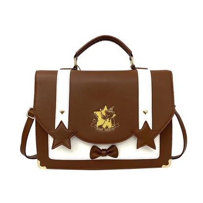 Lovely Japanese Girls Lolita JK Backpacks Satchels HandBags Students Cute Stars Embroidery Bear Briefcases Shoulder Bags