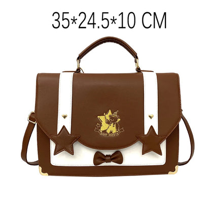 Lovely Japanese Girls Lolita JK Backpacks Satchels HandBags Students Cute Stars Embroidery Bear Briefcases Shoulder Bags